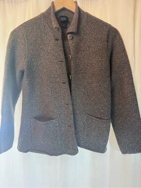 Eileen Fisher Wool Blend Collarless Pea Coat